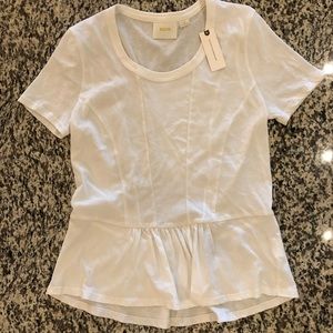 NWT Maeve White Peplum Short Sleeve Top, XS